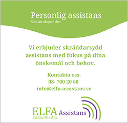 annons ELFA assistans - Vi bjuder skräddarsyd assistans med fokus på dina önskemål och behov. Kontakta oss: 08-700 20 60, info@elfa-assistans.se