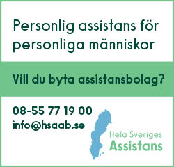 annons Hela Sveriges Assistans  - Personlig assistans för personliga människor. Vill du byta assistansbolag? 08-55 77 19 00 info@hsaab.se