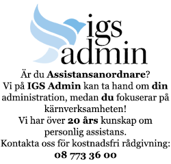 annons IGS Admin Är du Assistansanordnare? Vi på IGS Admin kan ta hand om din administration
